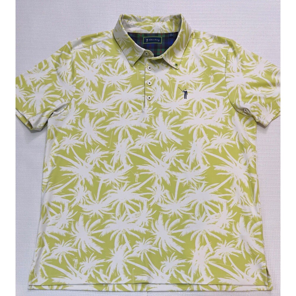 William Murray Golf Polo Shirt Men's Large Lime Green Palm Tree RARE-RETIRED